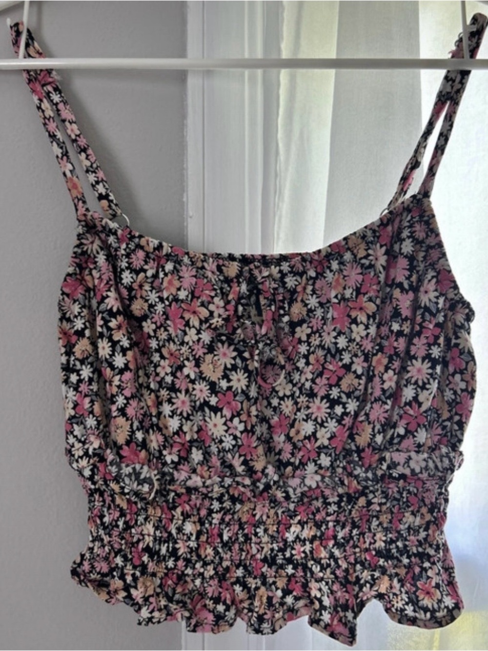 wild fable Black Floral Smocked Cami with Pink & Cream Flowers - Picture 2 of 6